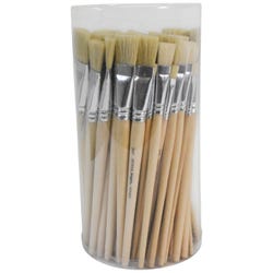 Image for School Smart White Bristle Paint Brushes, Short Handle, Assorted Sizes, Set of 72 from School Specialty