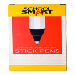 Image for School Smart Round Stick Pen, Fine Tip, Black, Pack of 12 from School Specialty