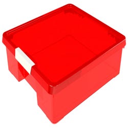 Image for Storex Classroom Project Box, 13-1/4 x 15-1/4 x 3-1/4 Inches, Transparent Red, Pack of 5 from School Specialty