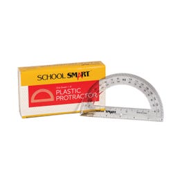 Image for School Smart Plastic Protractor 180 Degrees, 6 Inch Ruler Base, Clear, Pack of 12 from School Specialty