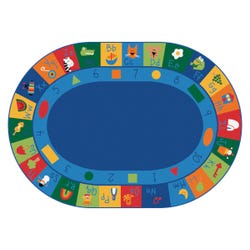 Carpets for Kids Blocks Learning Rug, 6 Feet 9 Inches x 9 Feet 5 Inches, Oval, Multicolored, Item Number 1365778