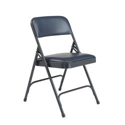 National Public Seating 1200 Premium Folding Chair, Vinyl, 18 ga Steel Frame, Midnight Blue, Set of 4, Item Number 2051300