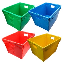 Flipside Plastic Storage Postal Tote, Primary Assorted, Pack of 4, Item Number 2093674