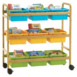 Image for Copernicus Bamboo Book Browser Cart with Vibrant Cool Tub Combo, 41 x 16 x 37-1/2 Inches from School Specialty