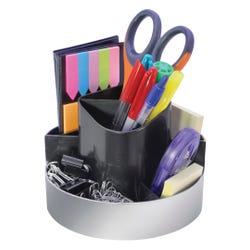 Image for Kantek Rotating Desktop Organizer, 6 X 6 X 3/8 in, Black and Silver from School Specialty