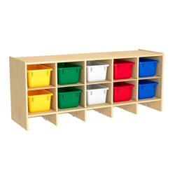 Image for Childcraft Wall Mounted Coat Locker, 10 Cubbies with Assorted Color Trays, 47-3/4 x 14-1/4 x 19-3/4 Inches from School Specialty