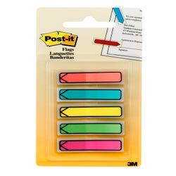 Image for Post-it Arrow Flags, 1/2 x 1-7/10 Inches, Pink, Orange, Yellow, Lime, Light Blue, 20 Flags per Color, Pack of 100 from School Specialty