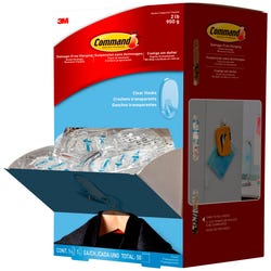 Command Designer Hook Trial Pack with Adhesive Strip, 1 Hook and 1 Strip, Medium Size, Plastic, Clear, Pack of 50 1463199
