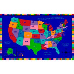 Image for Childcraft ABC Furnishings USA Capital Map Educational Carpet, 6 x 9 Feet, Rectangle from School Specialty