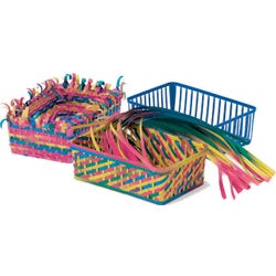 Roylco Plastic Weaving Basket with 150 Weaving Strips, 6 1/2 x 4-1/2 x 2-1/4 in, Assorted Color, Pack of 12, Item Number 404046
