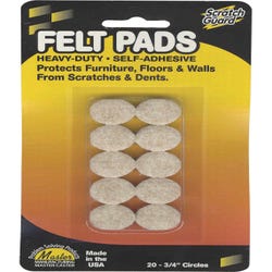 Image for Master Caster Felt Pad, Beige, 3/4 Dia in, Pack of 20 Circles from School Specialty