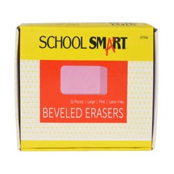 School Smart Beveled Block Erasers, Large, Pink, Pack of 12 077356
