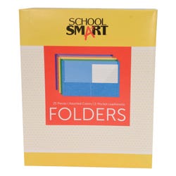 School Smart 2-Pocket Folders with No Brads, Assorted Colors, Pack of 25 Item Number 084900