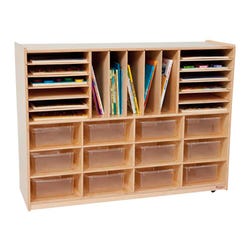 Image for Wood Designs Handy Storage Multi-Sectioned Cubby Unit, 12 Clear Trays, Plywood, 48 x 15 x 38 Inches from School Specialty