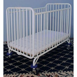 Image for L.A. Baby Holiday Compact Crib with 2-Inch Mattress, 39-1/2 x 24-1/4 x 37-1/2 Inches, Metal, White from School Specialty