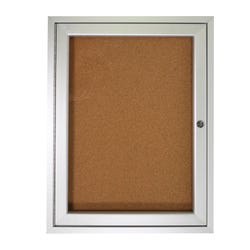 Image for Ghent 1 Door Enclosed Natural Cork Bulletin Board with Satin Frame, 24 x 18 inches from School Specialty