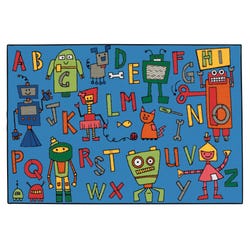 Image for Carpets for Kids KID$Value Reading Robots Carpet, 3 Feet x 4 Feet 6 Inches, Rectangle, Multicolored from School Specialty