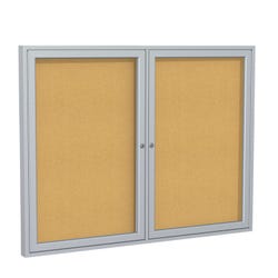 Image for Ghent 2 Door Enclosed Natural Cork Bulletin Board with Satin Frame, 3 x 4 feet from School Specialty