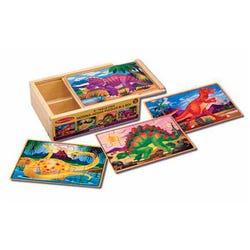 Melissa & Doug Wooden Dinosaurs Puzzles in a Box, 4 Puzzles with 12 Pieces Each Item Number 1609332