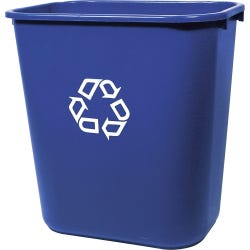 Image for Rubbermaid Rectangle Recycling Container, 28-1/8 Quart, Plastic, Blue from School Specialty