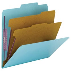 Image for Smead SafeSHIELD Pressboard Classification Folder, Legal Size, 2 Inch Expansion, 2 Dividers, Blue, Pack of 10 from School Specialty