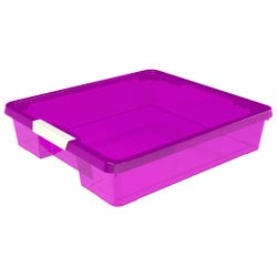 Image for Storex Classroom Project Box, 13-1/4 x 15-1/4 x 3-1/4 Inches, Transparent Purple, Pack of 5 from School Specialty