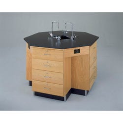 Image for Diversified Woodcrafts Octagon Workstation with Sink and Drawer Base, 54 Inches Wide, Epoxy Resin Top from School Specialty