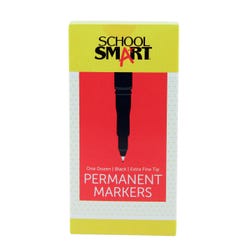 School Smart Extra Fine Tip Permanent Markers, Black, Pack of 12 Item Number 085037