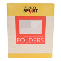 School Smart 2-Pocket Folders with No Brads, White, Pack of 25 Item Number 084896