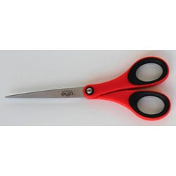 School Smart Straight Scissors, Stainless Steel Pointed Tip and Soft Grip, 7 Inches Item Number 084850