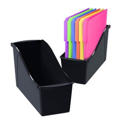 Image for Storex Large Interlocking Book Bin, 14-1/4 x 5-1/4 x 7 Inches, Black, Pack of 6 from School Specialty