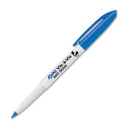 Image for EXPO Vis-A-Vis Dry Quick Wet Erase Marker, Fine Tip, Blue, Pack of 12 from School Specialty