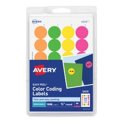 Image for Avery Printable Color Coding Labels, 3/4 Inch Diameter, Assorted Neon, Pack of 1008 from School Specialty