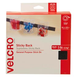 Image for VELCRO Brand Hook and Loop Sticky Back Tape Roll, 30 Feet x 3/4 Inches, Black from School Specialty