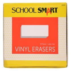 Image for School Smart Vinyl Block Erasers, 2-1/2 x 7/8 x 1/2 Inches, White, Pack of 20 from School Specialty