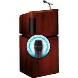 Image for Oklahoma Sound Tabletop and Base Combo Sound Lectern, Mahogany on Walnut from School Specialty