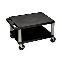 Image for Luxor 2-Shelf Tuffy Cart With Power, Black Shelves, Nickel Legs, 24 x 18 x 16 Inches from School Specialty