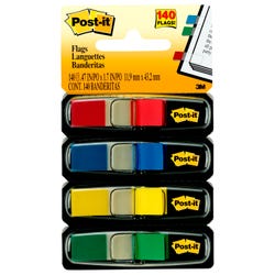 Image for Post-it Small Flags, 1/2 x 1-7/10 Inches, Red, Yellow, Green, Blue, 35 Flags per Color, Pack of 140 from School Specialty