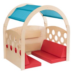 Image for Childcraft Reading Nook, Green/Blue Canopy with Red Cushions, 49-1/2 x 37 x 50 Inches from School Specialty