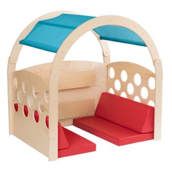 Childcraft Reading Nook, Green/Blue Canopy with Red Cushions, 49-1/2 x 37 x 50 Inches, Item Number 2006490