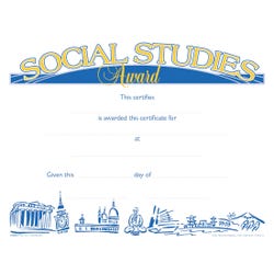 Image for Hammond & Stephens Raised Print Social Studies Recognition Award, 11 x 8-1/2 inches, Pack of 25 from School Specialty