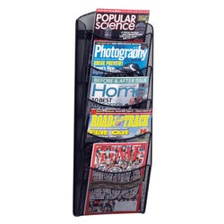 Image for Safco Onyx Wall Mount Magazine Display Rack, 5 Pockets, 10-1/4 x 3-1/2 x 28 Inches, Black from School Specialty