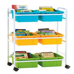 Image for Copernicus Small Book Browser Cart with Vibrant Cool Tubs, 28 x 15-3/4 x 36-1/2 Inches from School Specialty