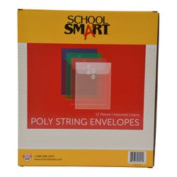 Image for School Smart Expanding Poly String Envelopes, Letter Size, Top Load, Assorted Colors, Pack of 12 from School Specialty