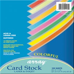 Image for Array Card Stock Paper, 8-1/2 x 11 Inches, Assorted Colorful Colors, Pack of 100 from School Specialty