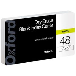 Image for Oxford 3 x 5 Inch Blank Dry Erase Index Cards, Pack of 48 from School Specialty