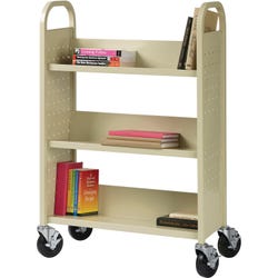 Image for Lorell Single-sided 3-shelf Book Cart, Slanted, 39 x 14 x 46 Inches, Putty from School Specialty
