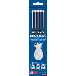 Generals Semi-Hex Classic Graphite Drawing Pencils, Assorted Tips, Black, Set of 12 Item Number 408357