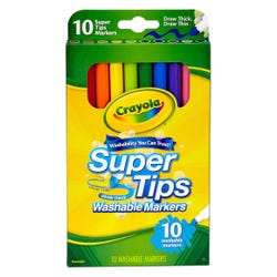 Image for Crayola Washable Markers, Super Tip, Assorted Colors, Set of 10 from School Specialty