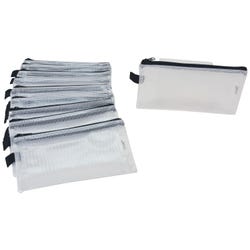 Image for Sax Mesh Tool Case Pouches, 5 x 9 inches, Clear with Black Trim, Pack of 10 from School Specialty